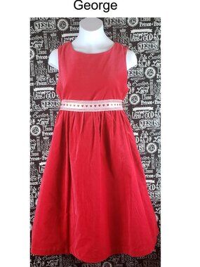 George Red Crushed Velvet Sleeveless Dress Size 14